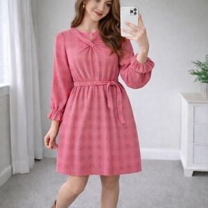 Atelier Reve Coral Plaid Dress